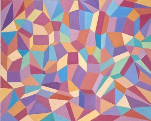 Josip Rubes, Geometric artwork, 2021., oil on canvas, 80x100 cm